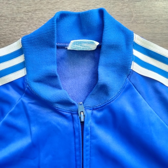 VTG 80s Adidas ATP Keyrolan Blue 3 Stripes Track Jacket Zip Up Trefoil USA Sz M - Picture 4 of 14